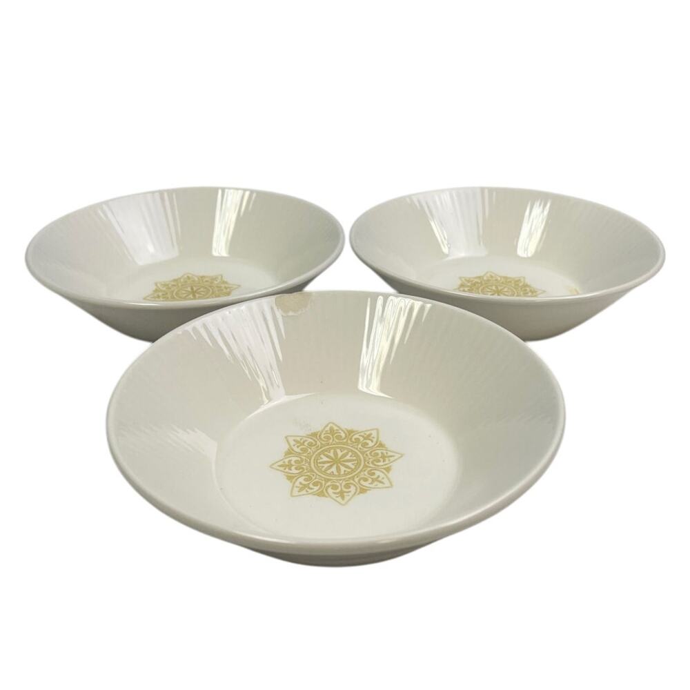 3 Vintage 1960s Sheffield Serenade Solid White Gold 5.5" Ceramic Shallow Bowls